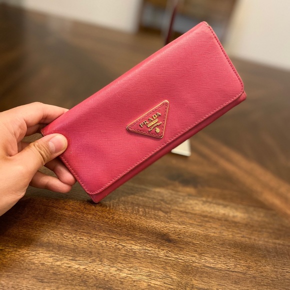 Prada Handbags - Prada Saffiano pink leather wallet purse